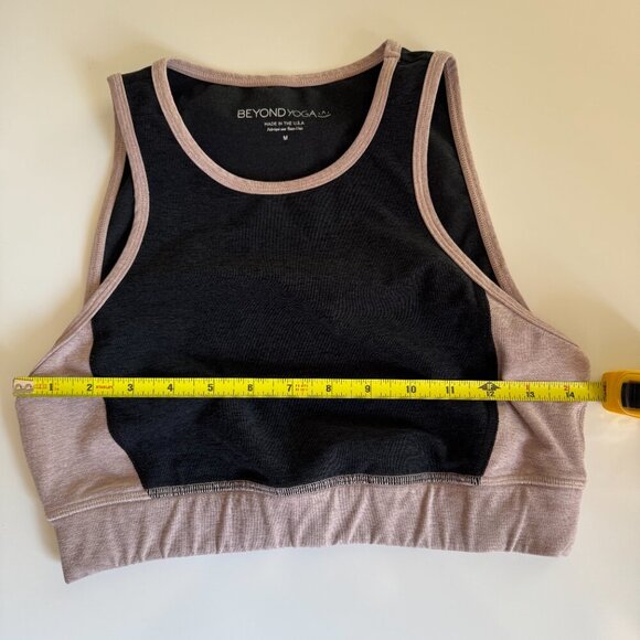 Beyond Yoga High-Neck Sports Bra Cropped Top Size Medium Gray Pink - Picture 4 of 5